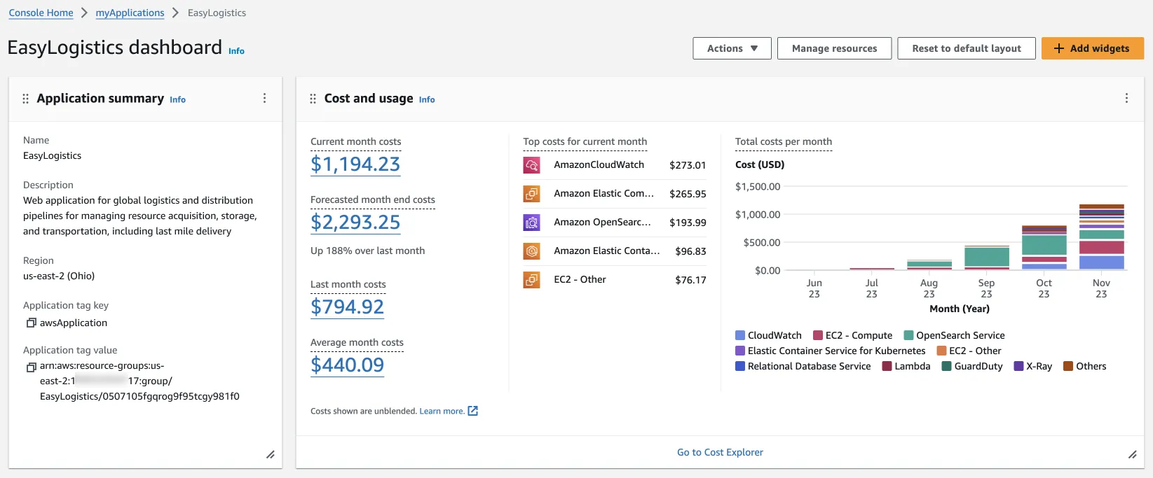Billing and Usage Widget