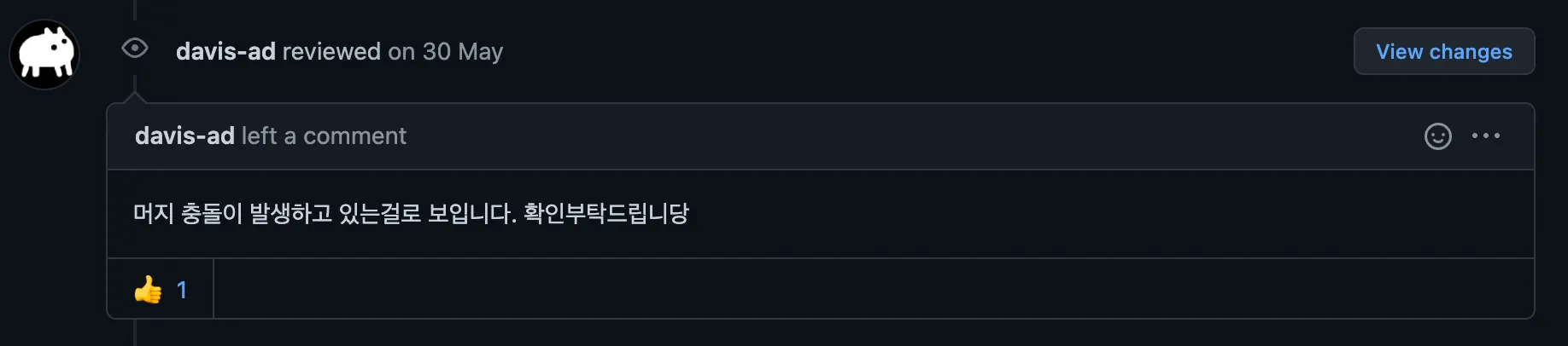 머지 충돌 리뷰 의견