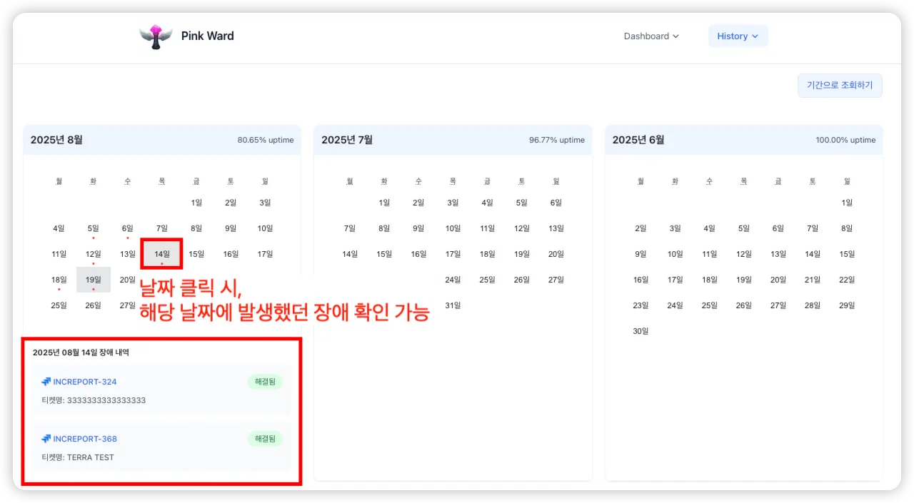 핑크와드 대시보드 - 캘린더